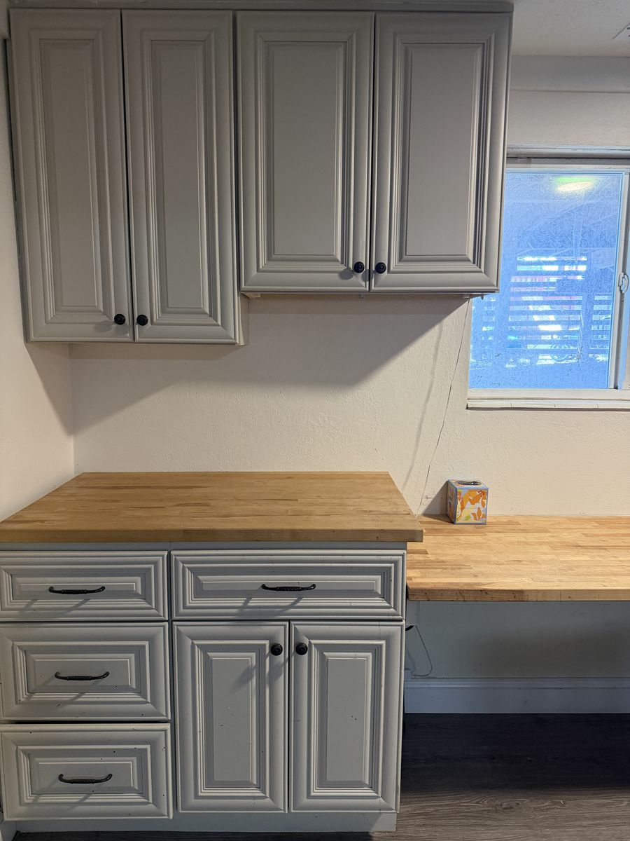 Kitchen Cabinets, 29, raised panel cream in color