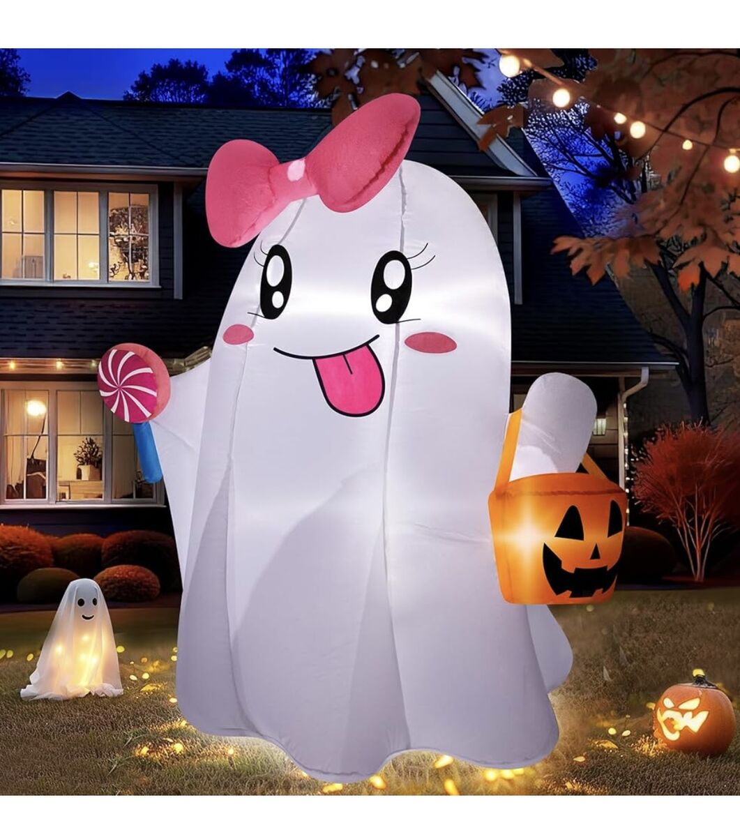 Halloween Trick Or Treat PINK 5' Ghost GHOSTIE Inflatable Blow Up Pumpkin Home Decor Decoration Yard Prop