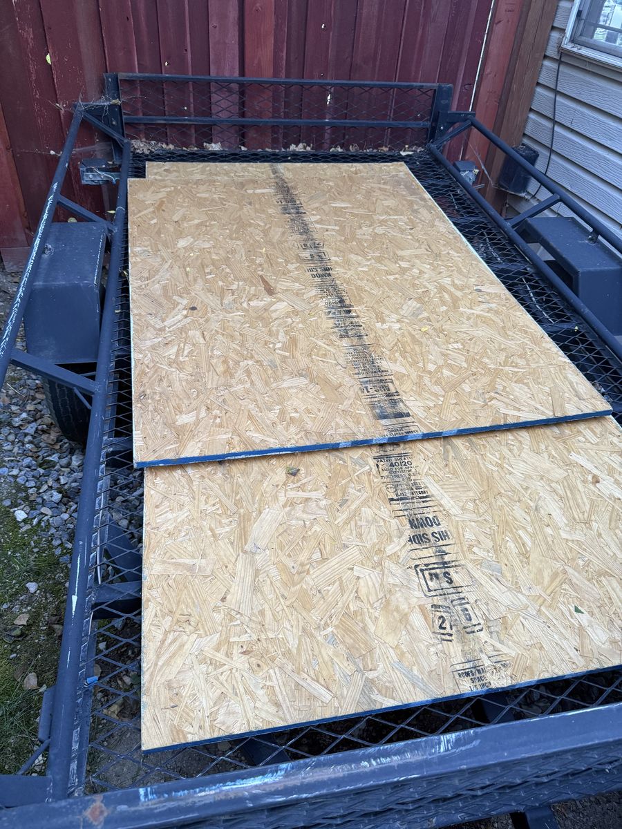 3/4 inch plywood. One full sheet & 1/2 sheet.
