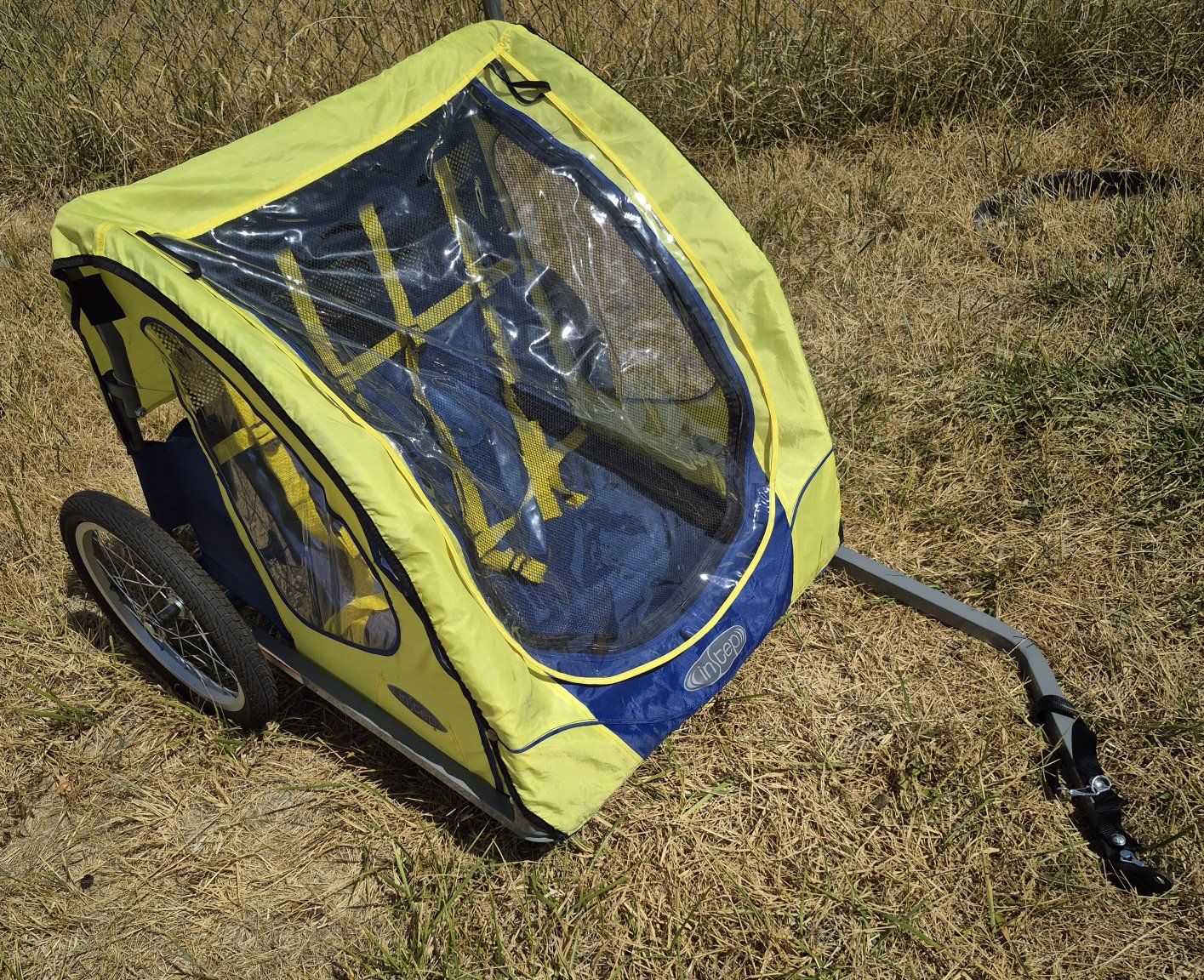Ready-to-Ride! InStep Sedona bicycle trailer lime-green/blue two-seat toddler bike cargo foldable