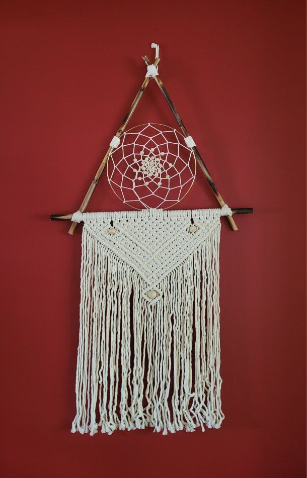 Large 40" Handmade Boho Macramé & Bamboo Dreamcatcher