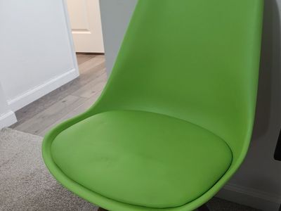 Green Modern Tulip Chair Set of 2, Wood Legs