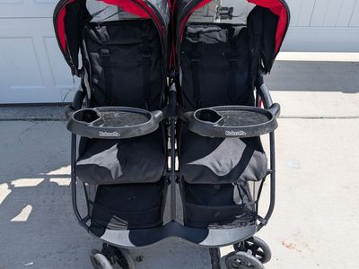 Kolcraft Cloud Plus Black & Red Double Stroller with Parent & Child Trays