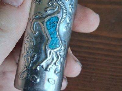 Vintage "Genuine Turquoise Taiwan Case" Lighter Cover with Unicorn Design