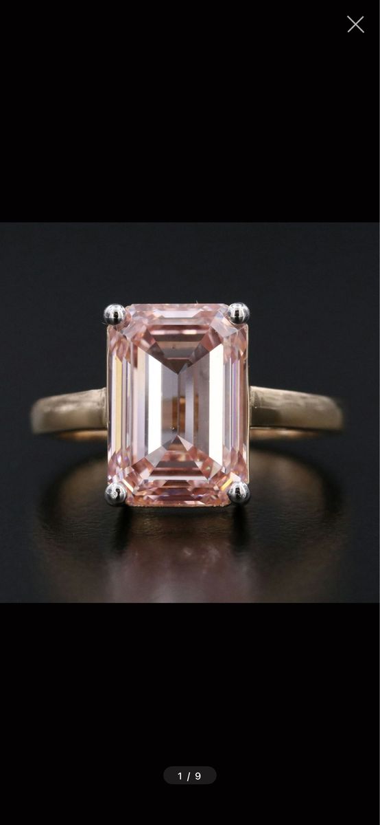 5.12 Carat Emerald Cut Pink Lab Diamond Ring