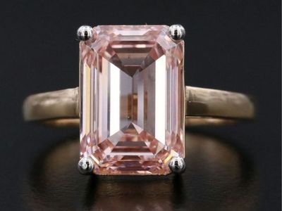 5.12 Carat Emerald Cut Pink Lab Diamond Ring
