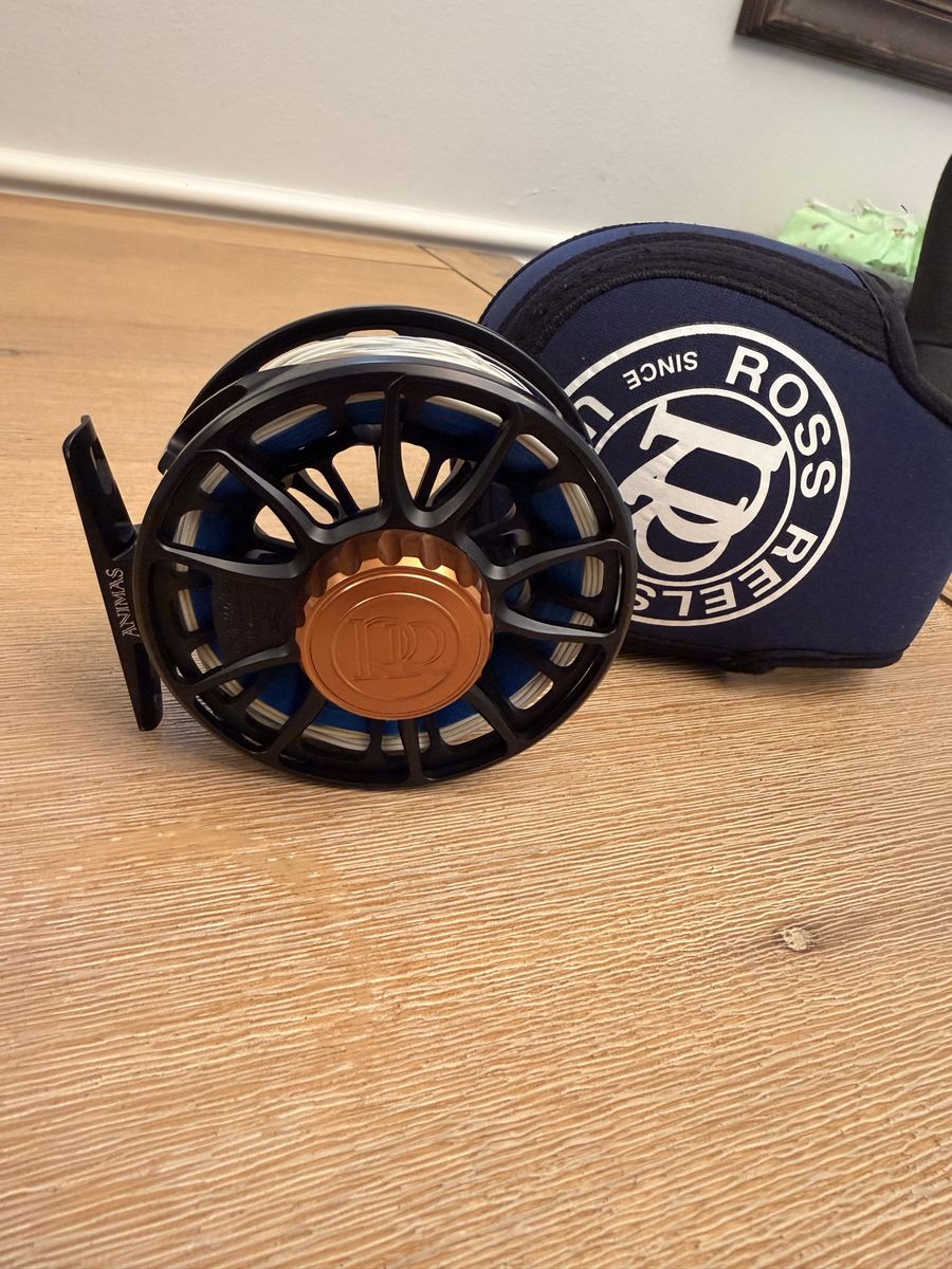 Ross Animas Fly Fishing Reel with Pouch - Black/Copper, Made in USA, Excellent Condition