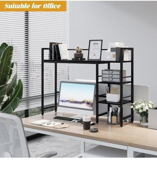 Desk Shelf, Wood Desk Organizer Shelf for Computer Monitor, Desk Hutch Storage, Desktop Shelf for Top of Desk, 3 Tier 