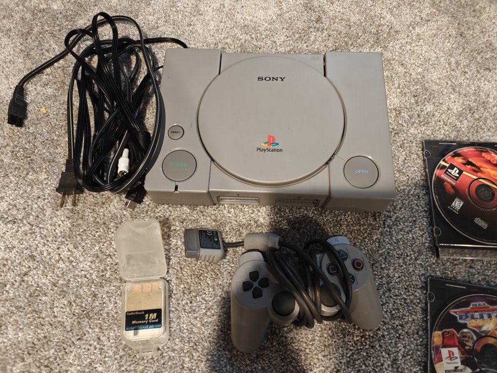 Sony PlayStation 1 Console Bundle with Controller, Memory Card, and 2 Games. *$100 if sold today*
