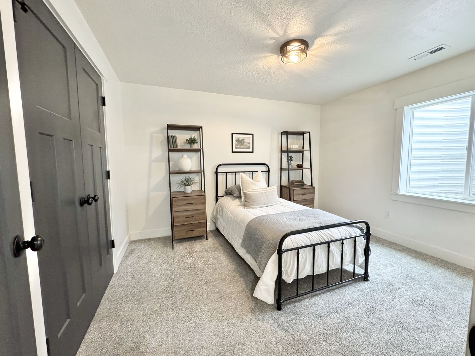 Black Metal Twin Size Bed Frame | Headband | Footboard | Classic Spindle Design | Modern Farmhouse
