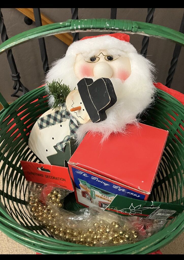 Vintage Wicker Christmas Basket