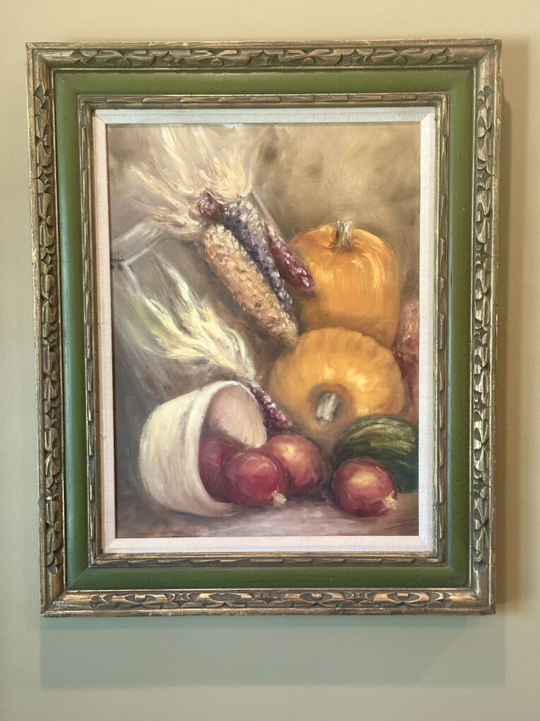 Gorgeous Mid Century Still Life Oil Panting Framed