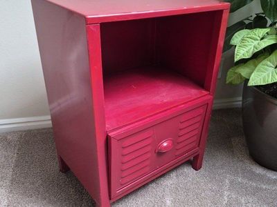 Circo Red Wooden Accent Table Nightstand with Drawer and Cubby Storage