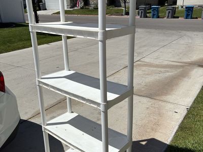 72” H White 5-Tier Plastic Storage Shelving Unit - Garage/Utility Organizer