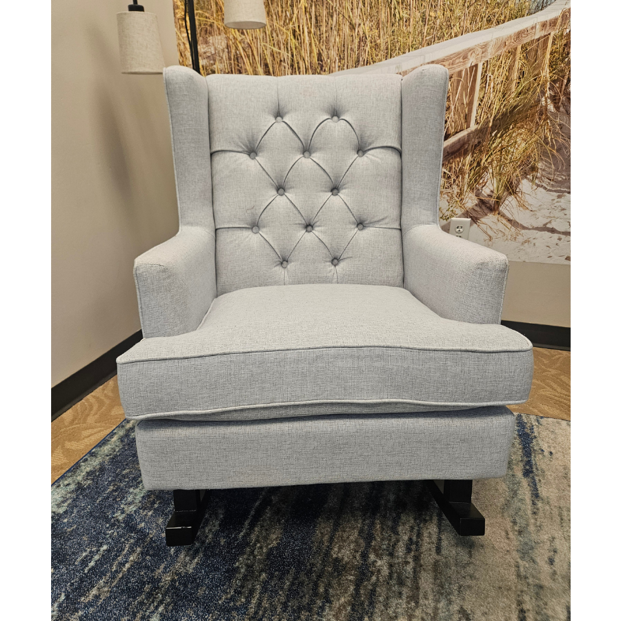 Gray Tufted Rocking Chair – Cozy Reading or Nursery Chair - Statement Living Room Chair