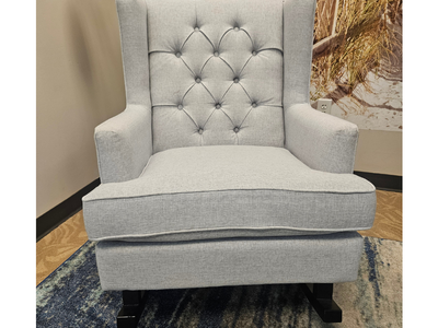 Gray Tufted Rocking Chair – Cozy Reading or Nursery Chair - Statement Living Room Chair