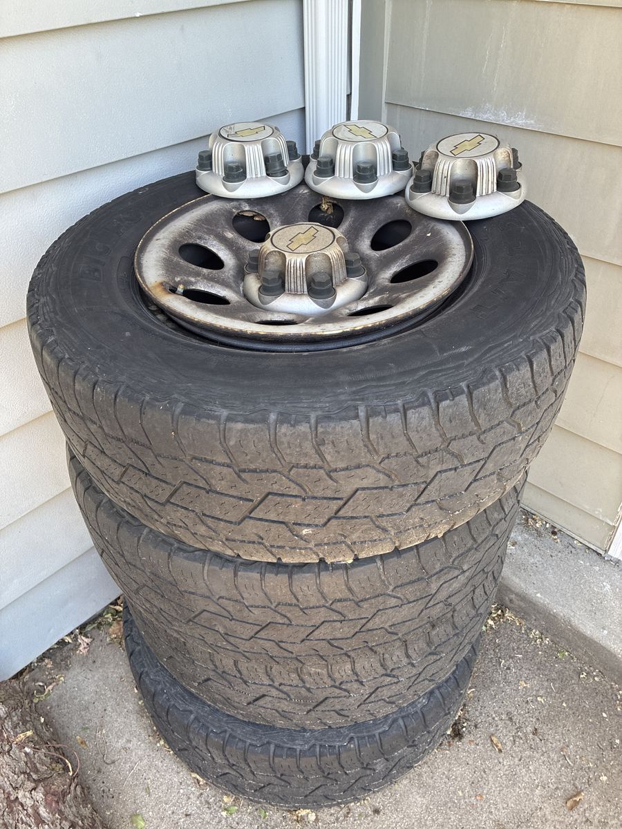 Chevy 6-Lug Steel Rims & Tires 265/70R17 with Hubcaps