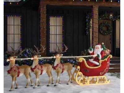 9ft Giant Sized LED Santa's Sleigh with Reindeer