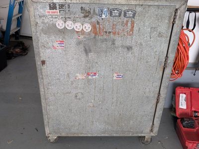 Vintage Galvanized Steel Tool Storage Locker