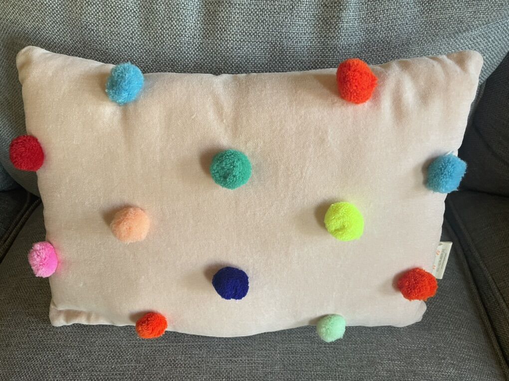 New Light Pink Pillow W/ Pom Poms - 2 Available