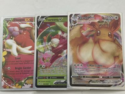 Pokemon Card Lot: Eevee VMAX, Florges EX, Tsareena V - Collectible Trading Cards