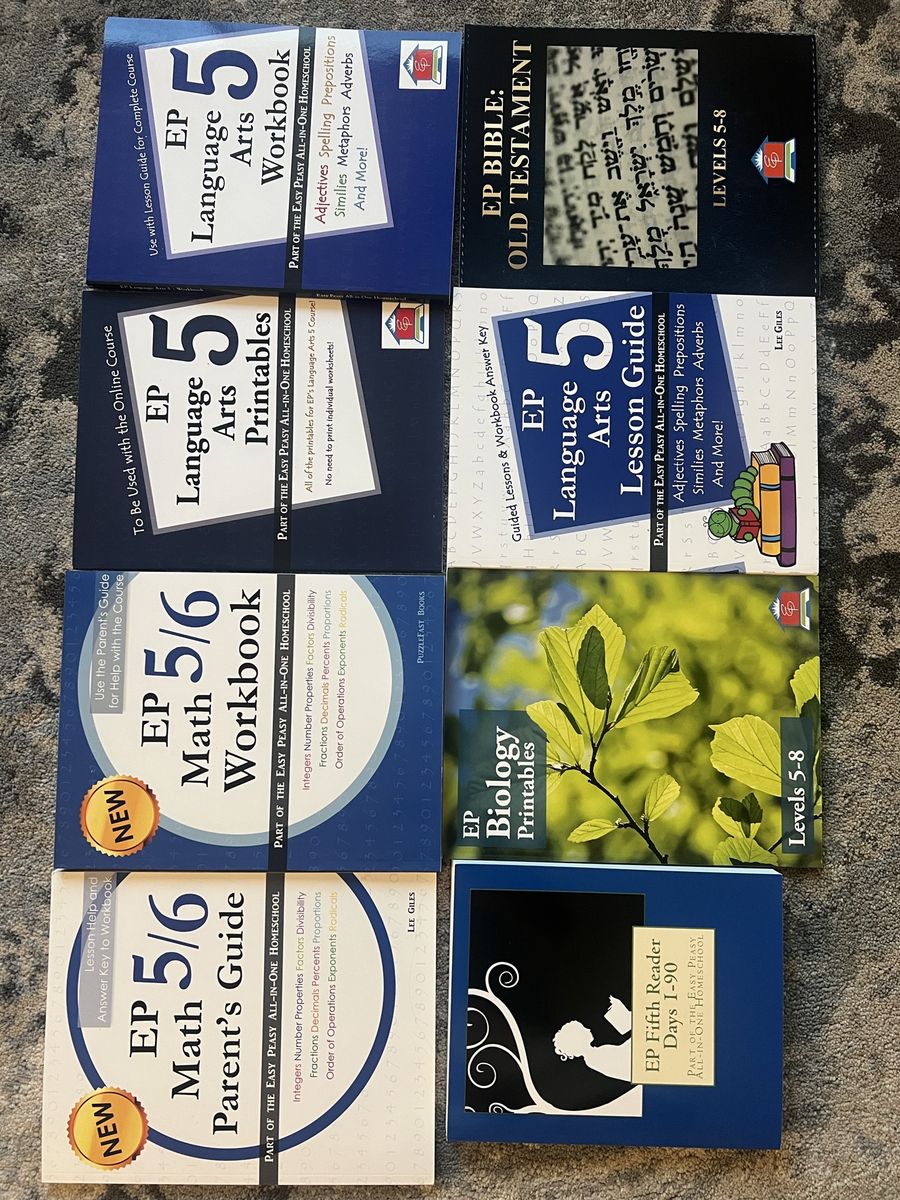 Easy Peasy All-In-One Homeschool Grade 5 Curriculum Book Set Math Language Arts Biology Bible