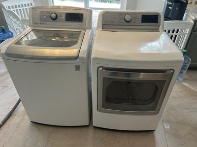 LG White Washer & Dryer Set - Top Load Washer, Electric Dryer, Sensor Dry