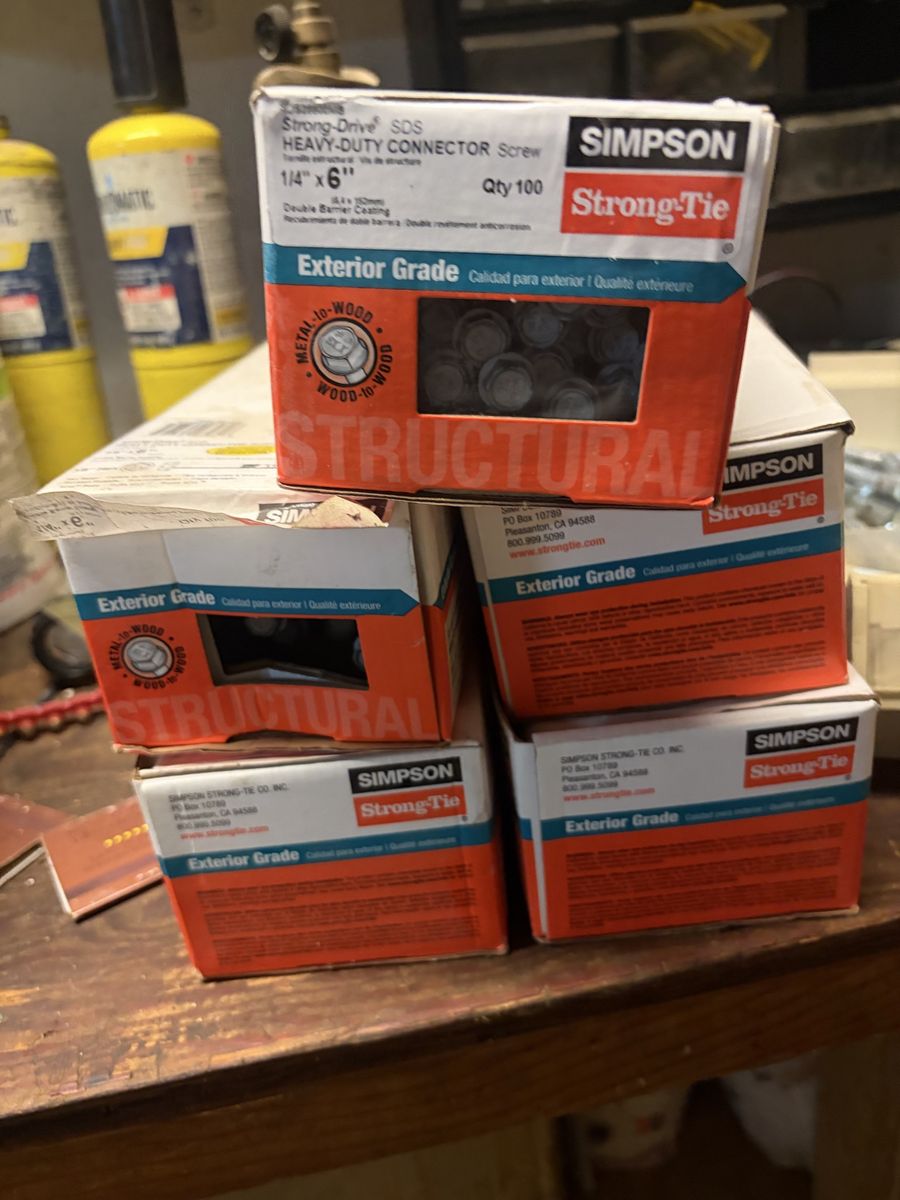 $300 obo Simpson Strong-Tie SDS Heavy-Duty Connector Screws - 1/4" x 6" - Exterior Grade (5 Boxes of 100) + at least 200 loose