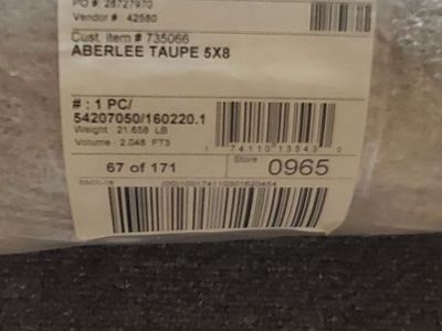 Balta U.S. Inc. Aberlee Taupe 5x8 Machine Woven Rug - New, Unopened