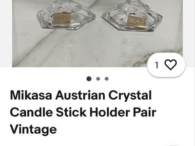Vintage Pair of Mikasa Austrian Crystal Candle Stick Holders