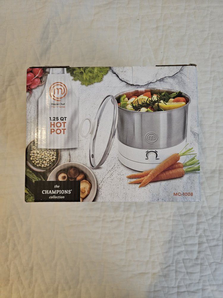MasterChef 1.25 QT Hot Pot - The Champions' Collection Stainless Steel, 3-Stage Cooking