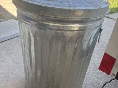 Galvanized Metal Trash Can with Lid