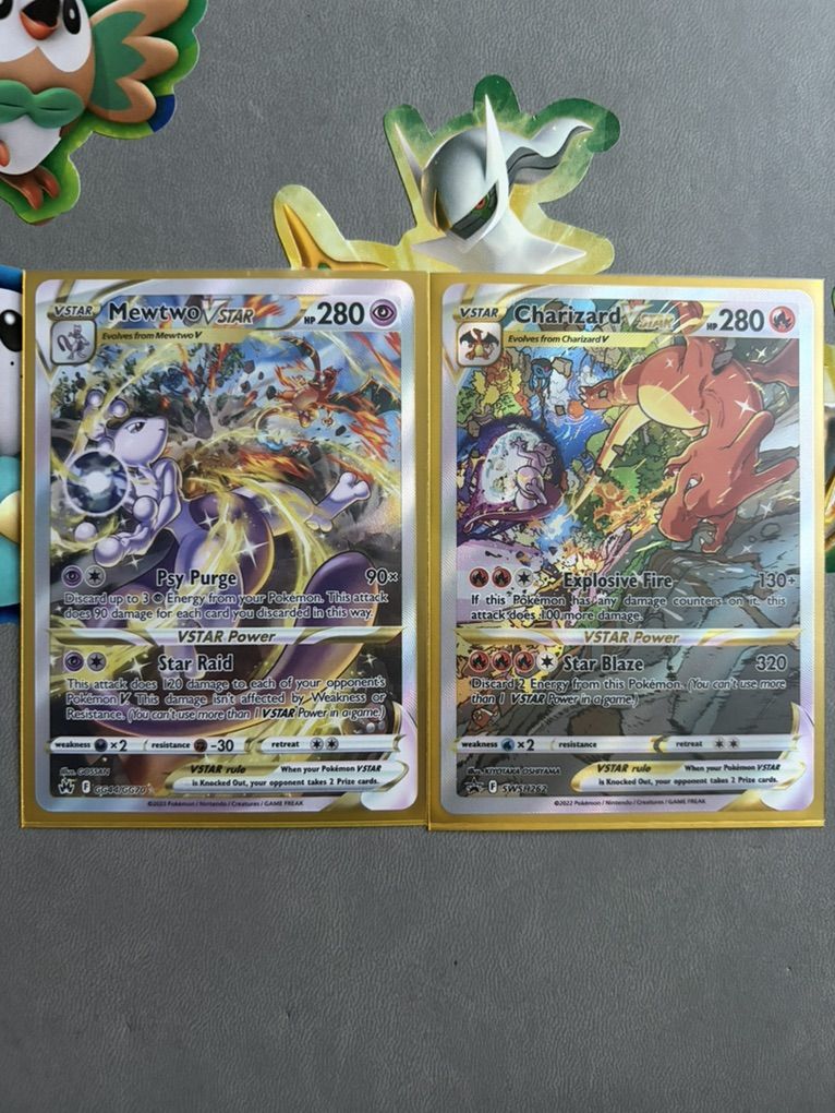 Mewtwo And Charizard Vstar Battle Art