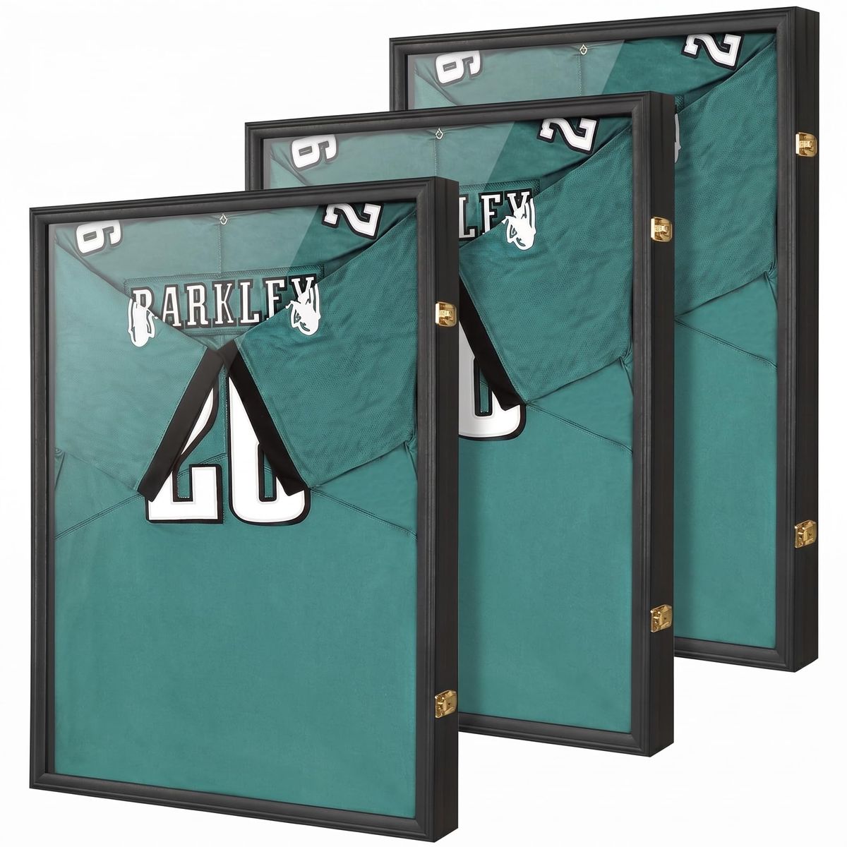 Display Case for Sports Jersey, Shadow Box Large Frame, Anti-Theft Lock, UV Protection - Set of 3