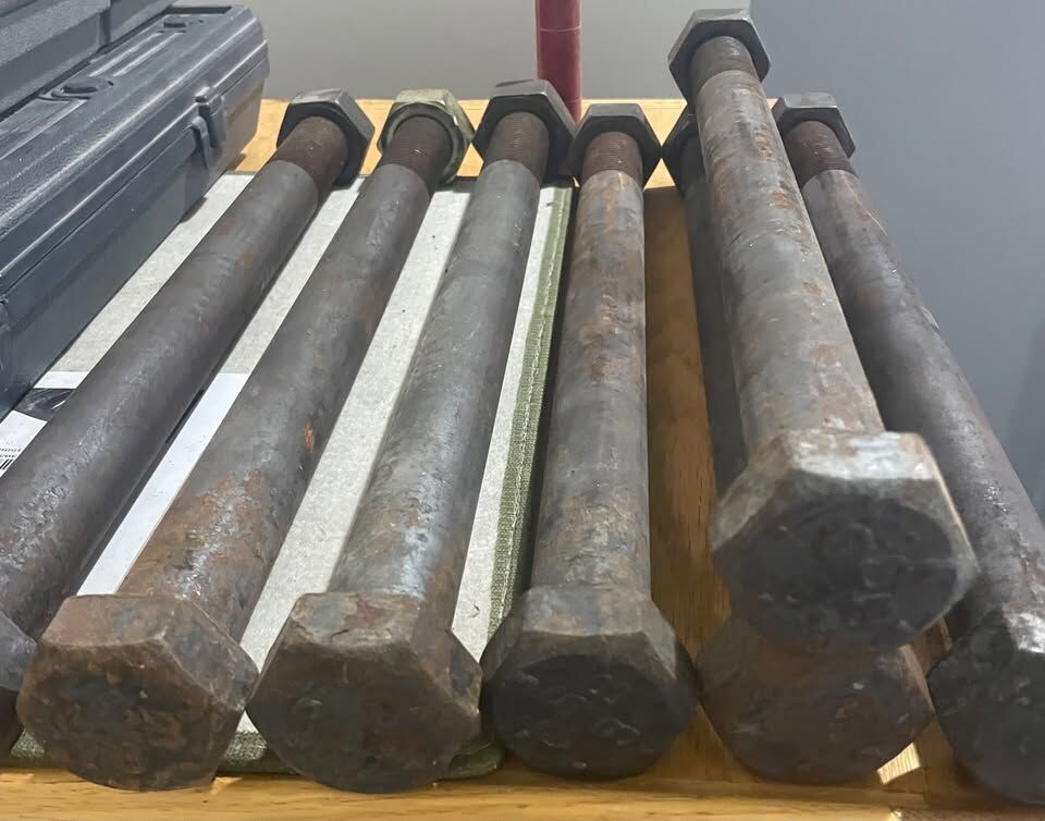 Heavy Duty Hex Head Bolt Grade 8 CSB 1- 1/4 x 16” Black Steel with nut, USA