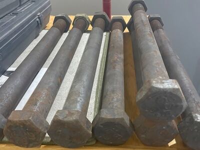 Heavy Duty Hex Head Bolt Grade 8 CSB 1- 1/4 x 16” Black Steel with nut, USA