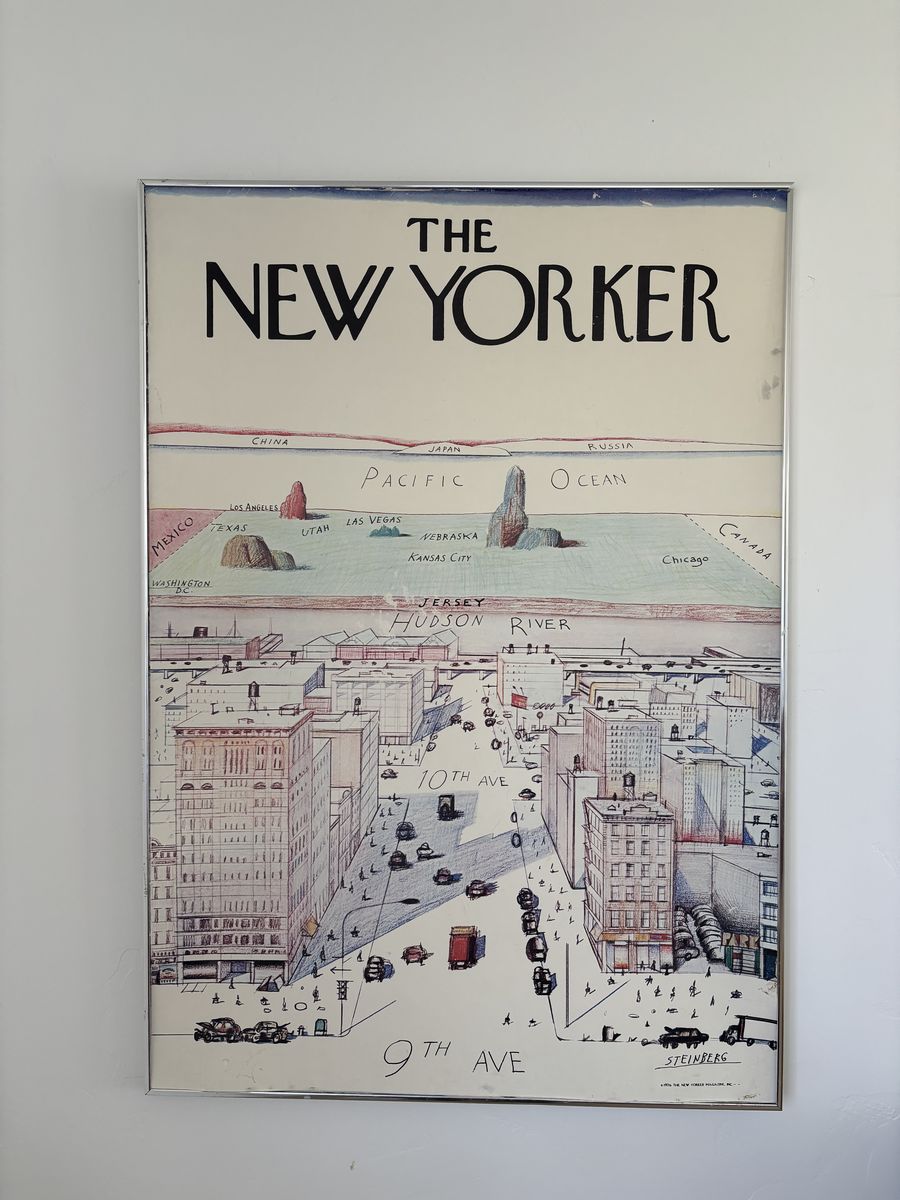 Vintage New Yorker framed poster board
