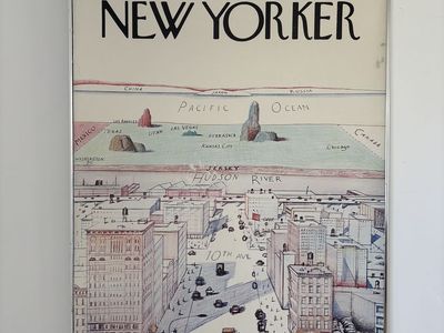 Vintage New Yorker framed poster board