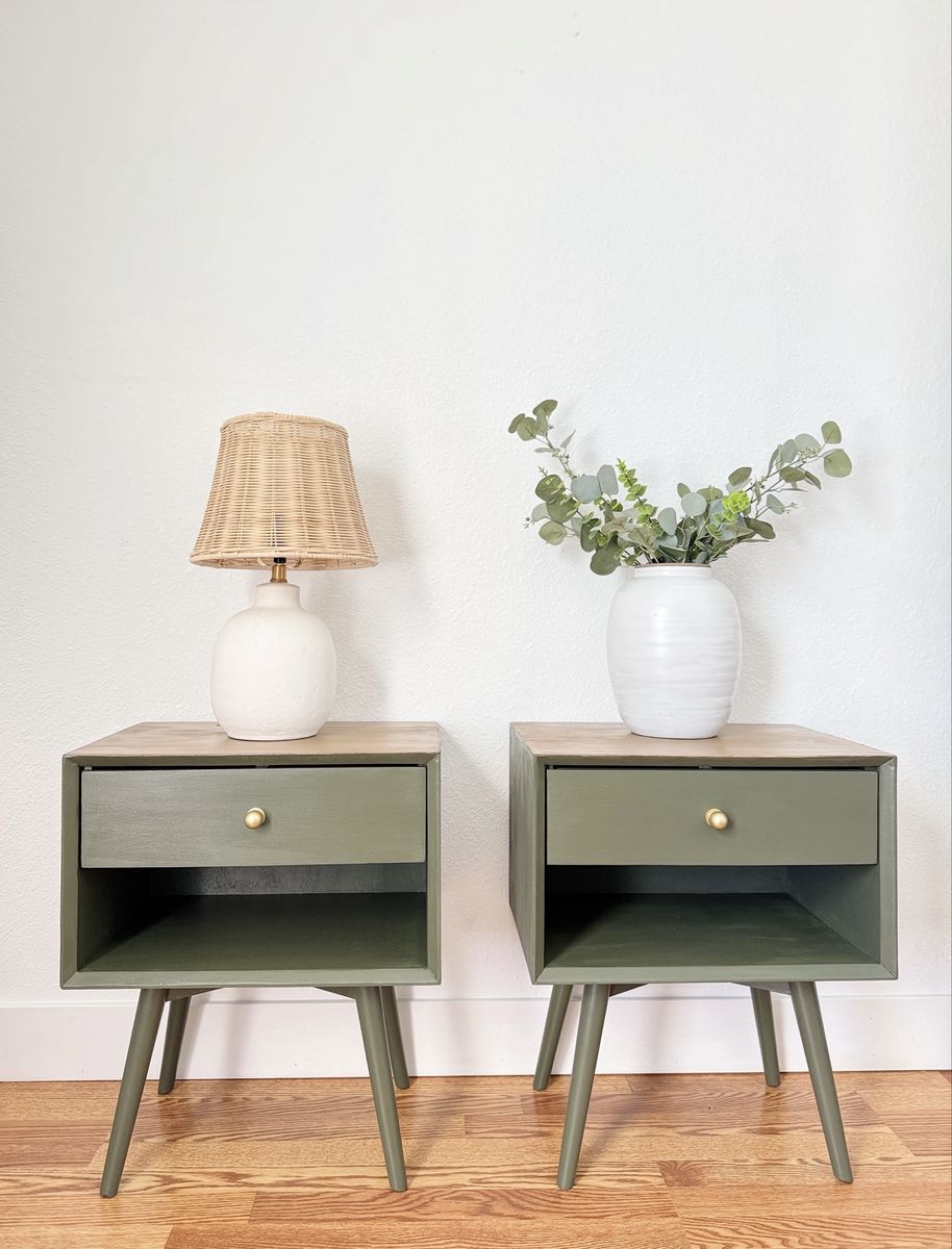 Modern Inspired Mid Modern Nightstand Set | Mid Modern Nightstands End Tables Side Tables