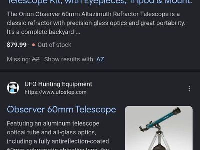 75 obo
Orion Observer 60 AZ 60mm Altazimuth Refractor Telescope Kit - 700mm Focal Length