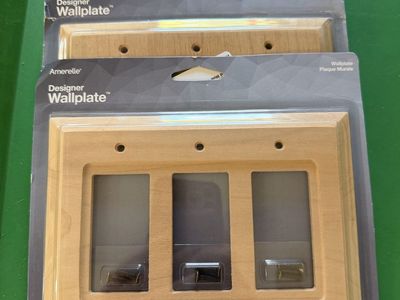 Amerelle Unfinished Solid Wood Designer Wallplates - 3-Gang, Lot of 3