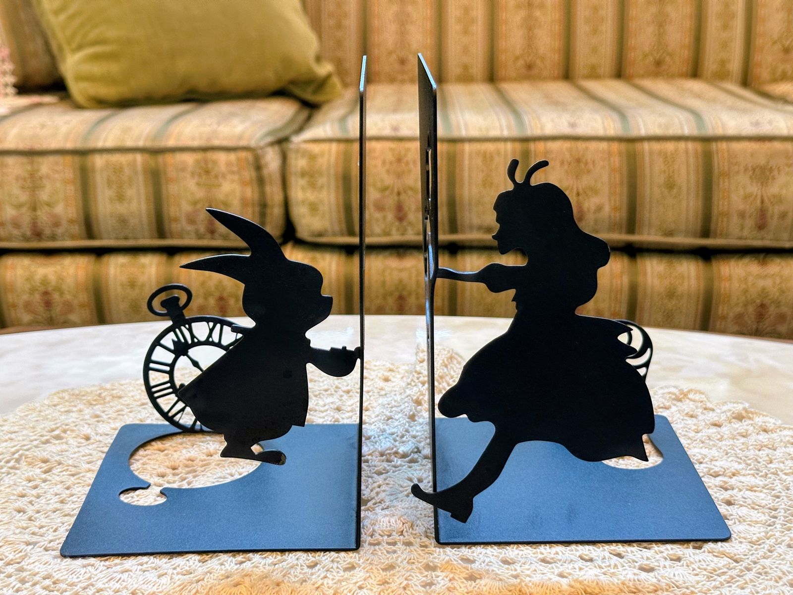 Alice in Wonderland Black Metal Silhouette Bookends - Pair