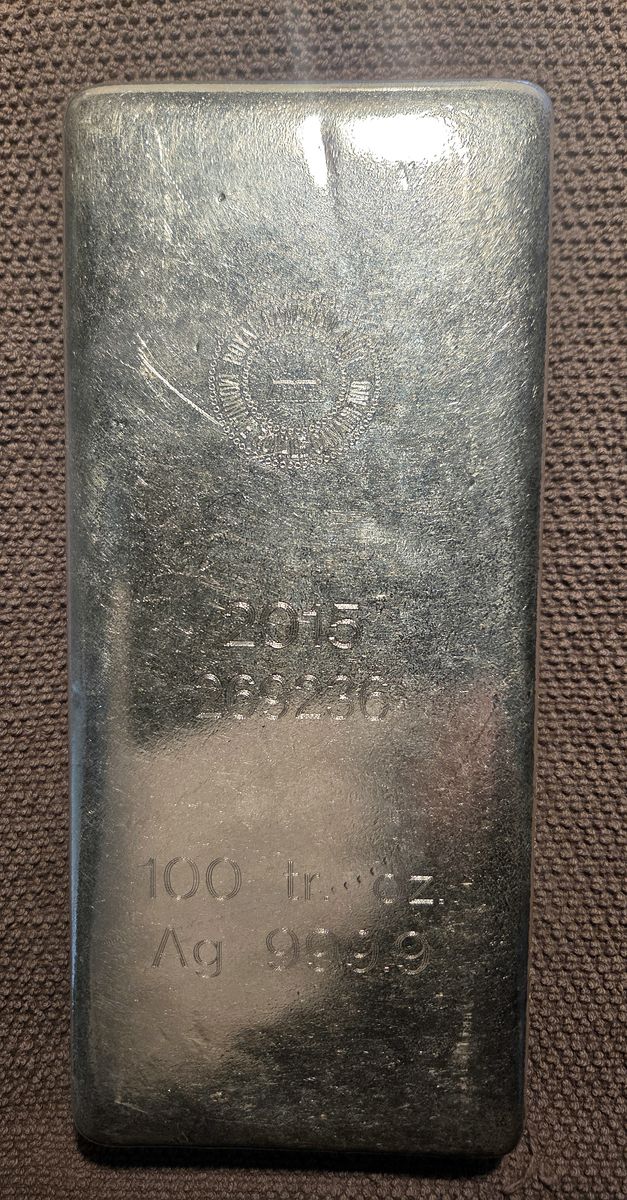 100 oz Silver bar RCM