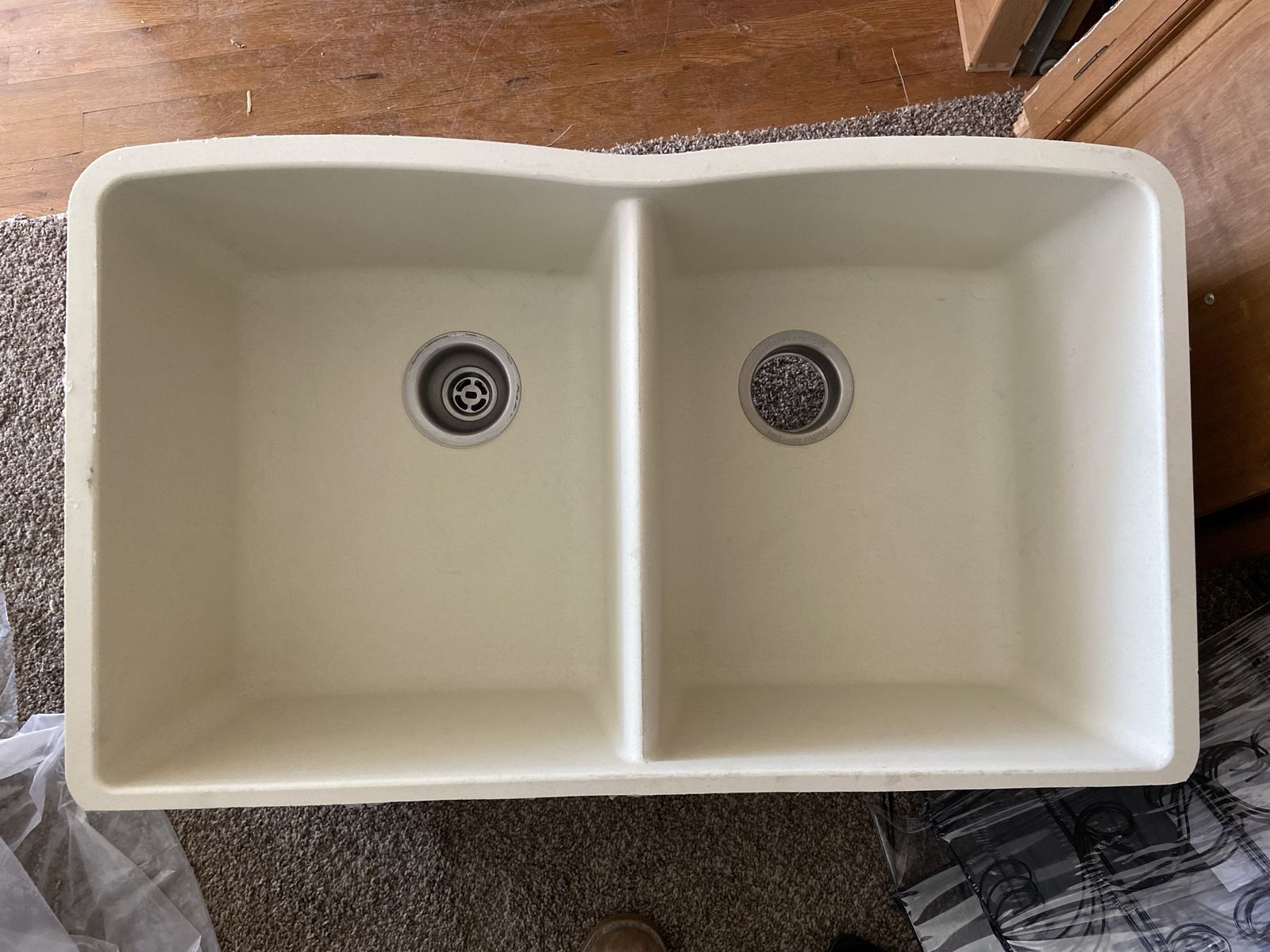 Blanco Off-White Double Bowl Undermount Granite Composite Kitchen Sink