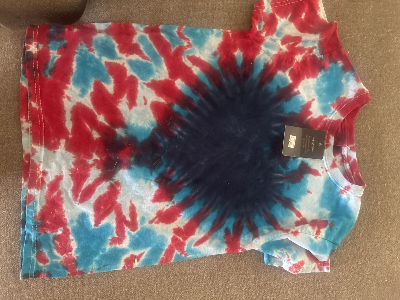 Handmade Tie-Dye T-Shirt - Red, White, & Blue Spiral Design - Brand New