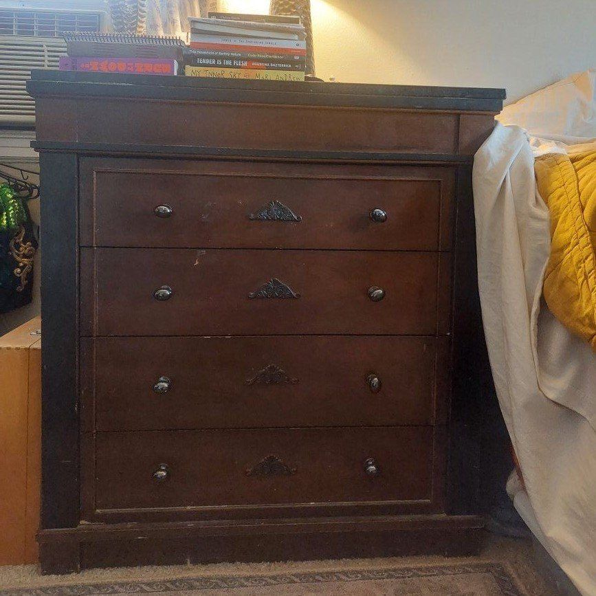 antique cherry wood dresser with marble top