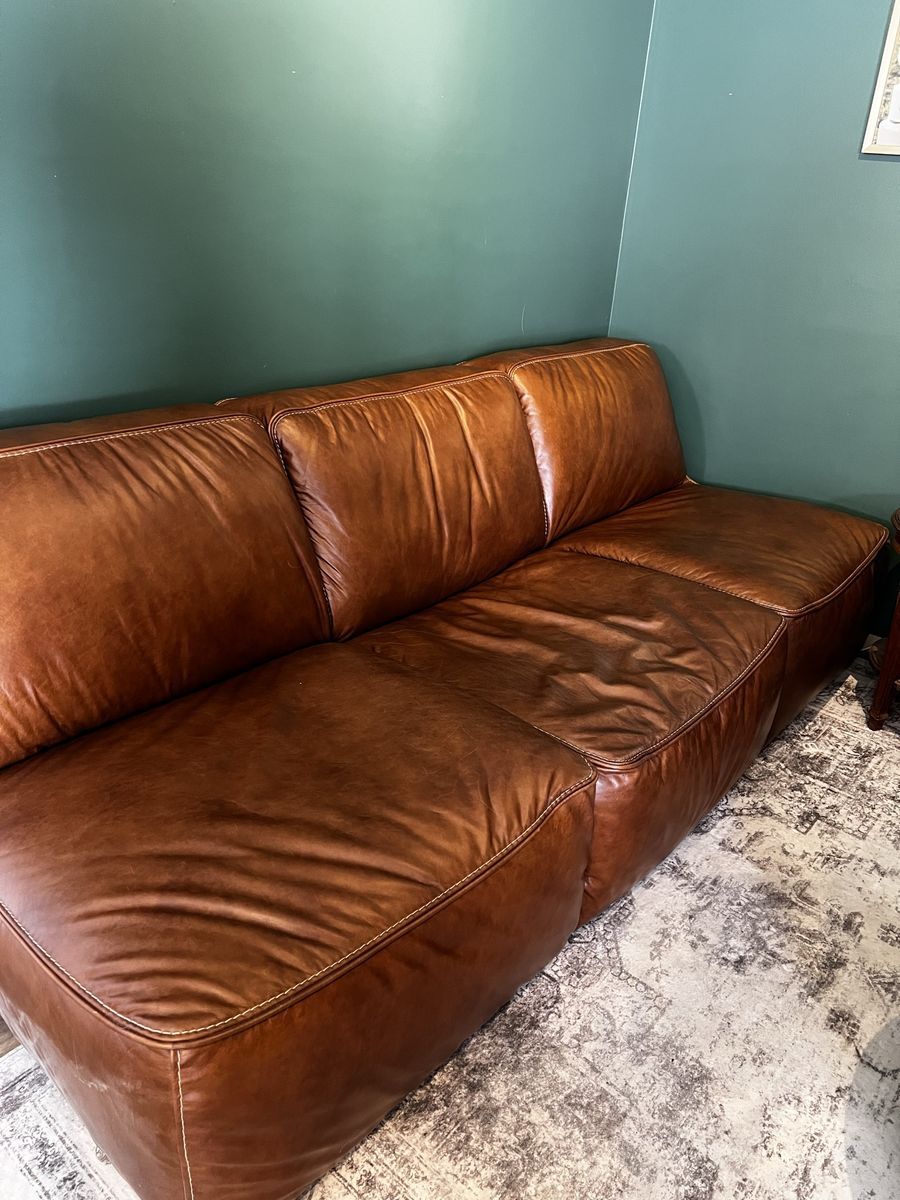 Armless Brown Leather Couch