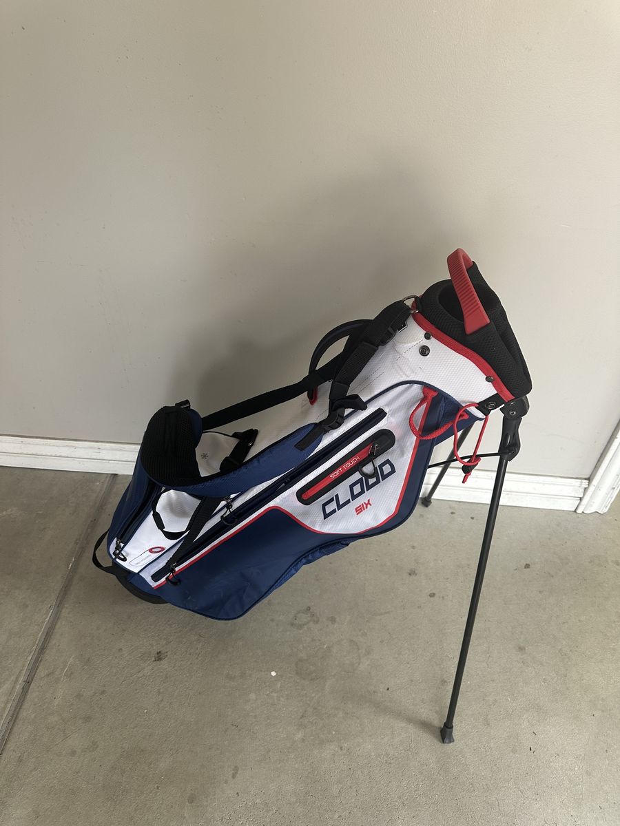 Sun Mountain Cloud Six Golf Bag - White, Blue, Red Stand Bag with Dry Design