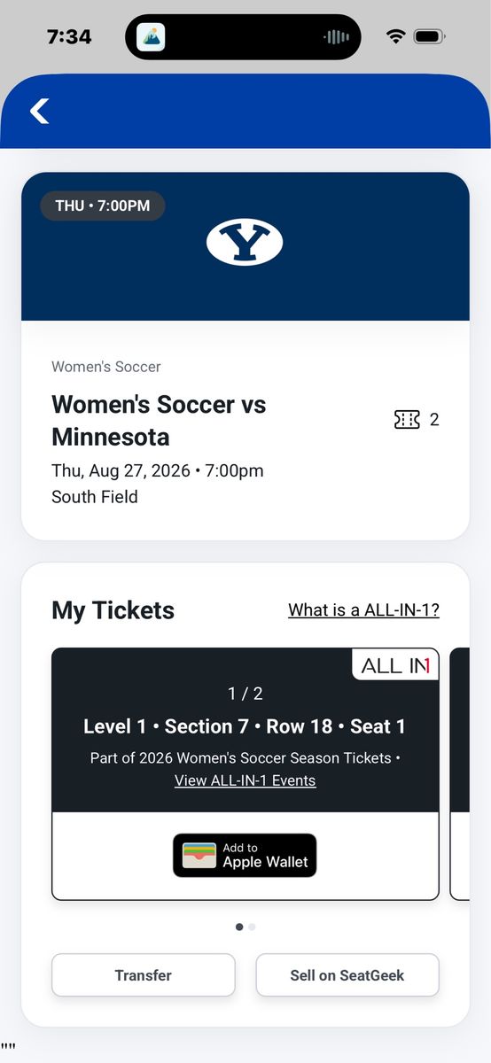 BYU women’s soccer tickets. Tonight‘s game against Minnesota
