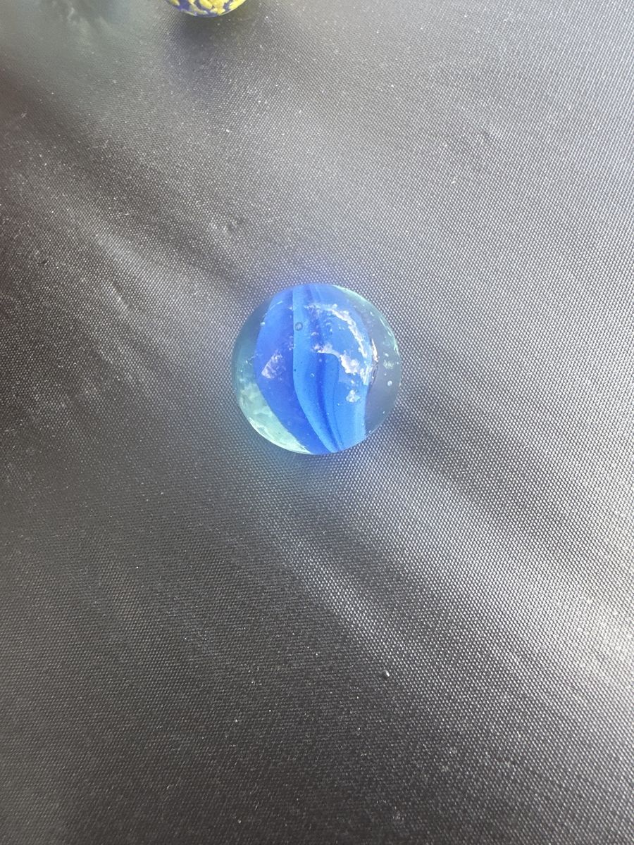 Vintage Blue Swirl Glass Marble - Classic Toy Collectible